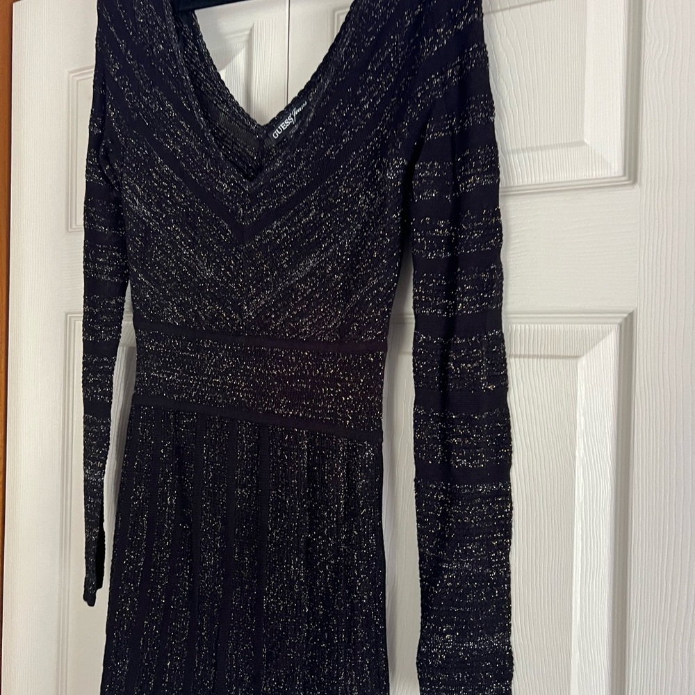Guess Elegant Black and Gold Long Sleeve Dress - Picture 4 of 8